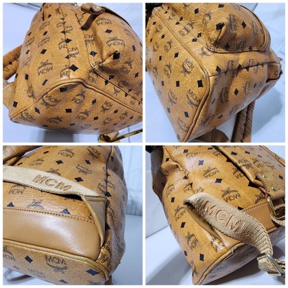 Authentic MCM Visetos Medium Sprinkle Stud Stark Backpack Cognac - Picture 14 of 16